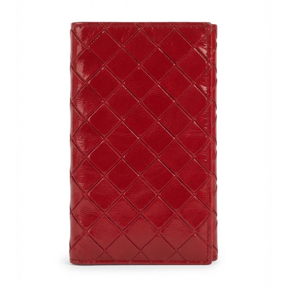 Estee Lauder Red Quilted Patent Leather Trifold Mirror ID Case Accessory Travel